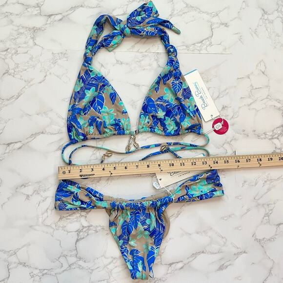Beach Bunny Emilia Knot Halter Top & Delphin Tango Bottom BlueJungle Floral $206 - Picture 12 of 14